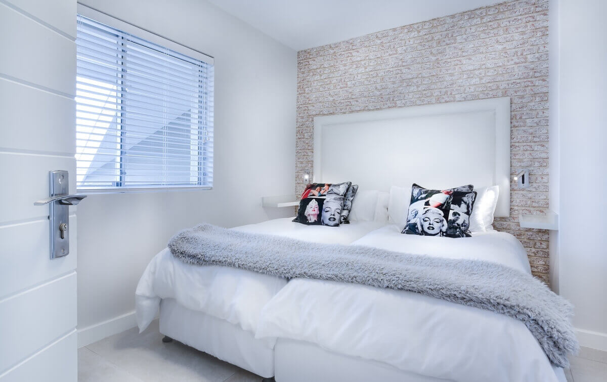 pokój nowoczesny, minimalistyczny, sypialnia